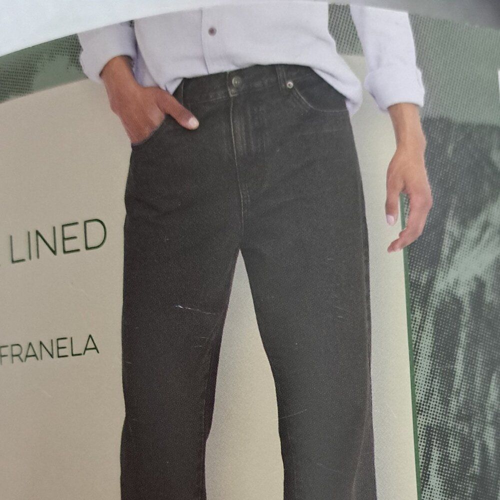 Adventuridge Men's Dark Grey Flannel Lined Straight Outdoor Work Jeans 36x32